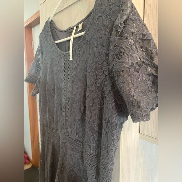 LC Lauren Conrad Womens Gray Asymmetric Round Neck Fit And Flare Dress - Size 14 - Picture 6 of 10